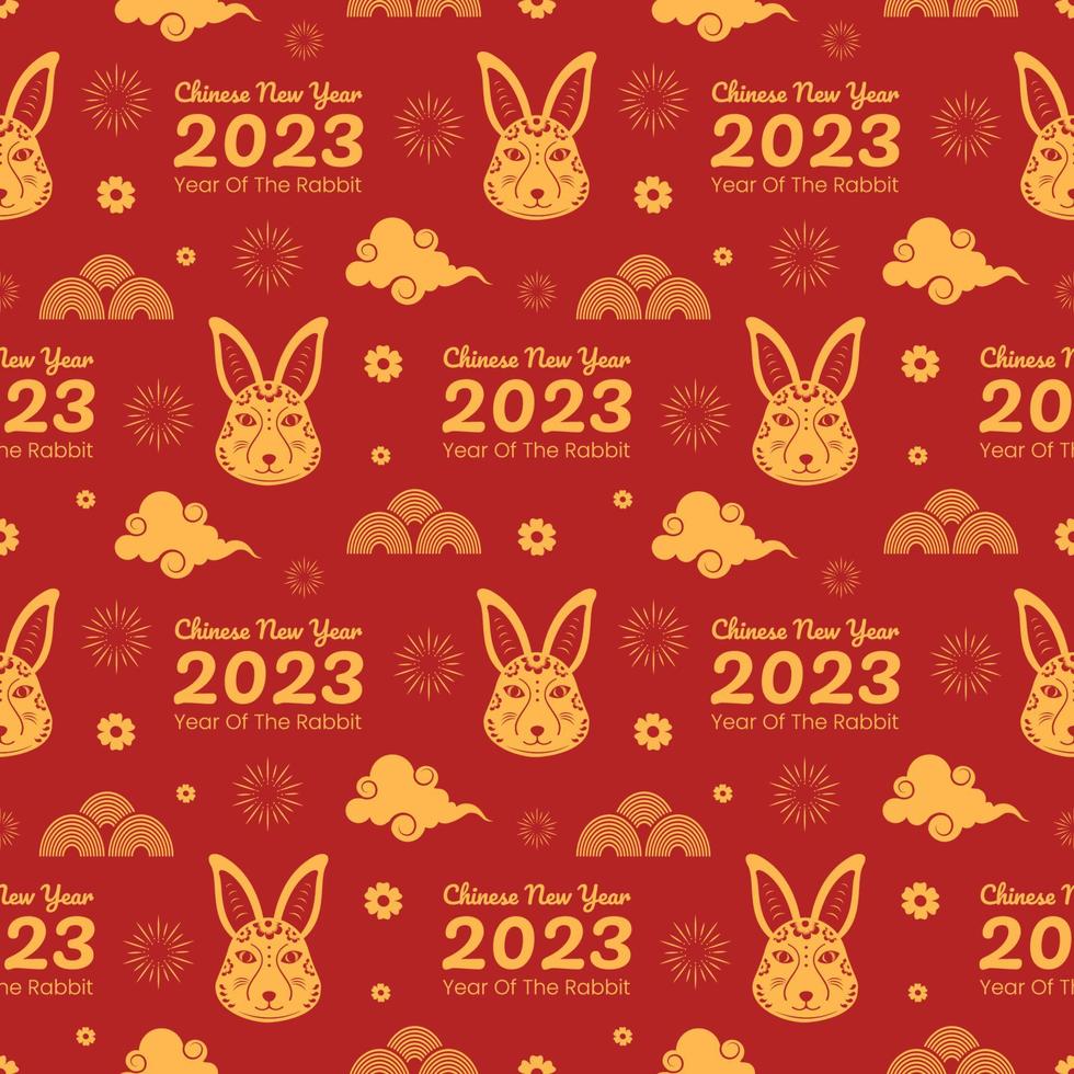 Chinese Lunar New Year 2023 Days Seamless Pattern Decoration Template Hand Drawn Cartoon Flat Illustration vector