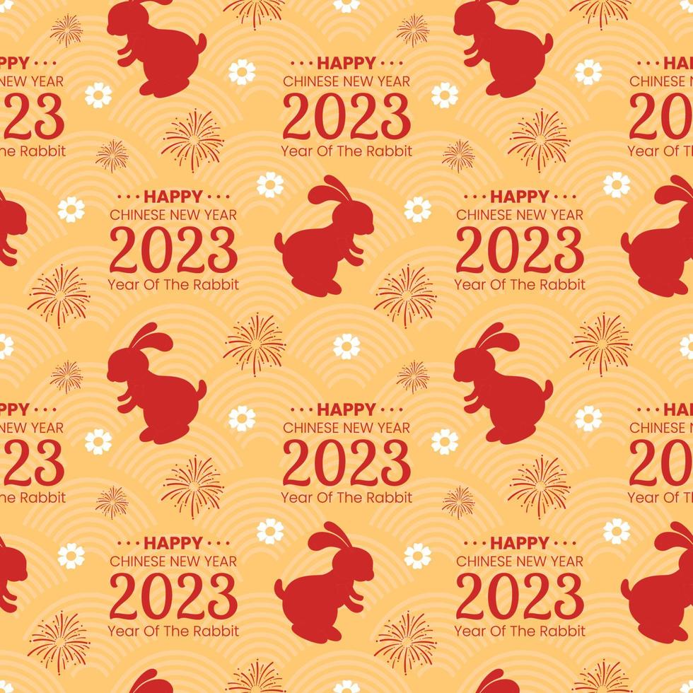 Chinese Lunar New Year 2023 Days Seamless Pattern Decoration Template Hand Drawn Cartoon Flat Illustration vector