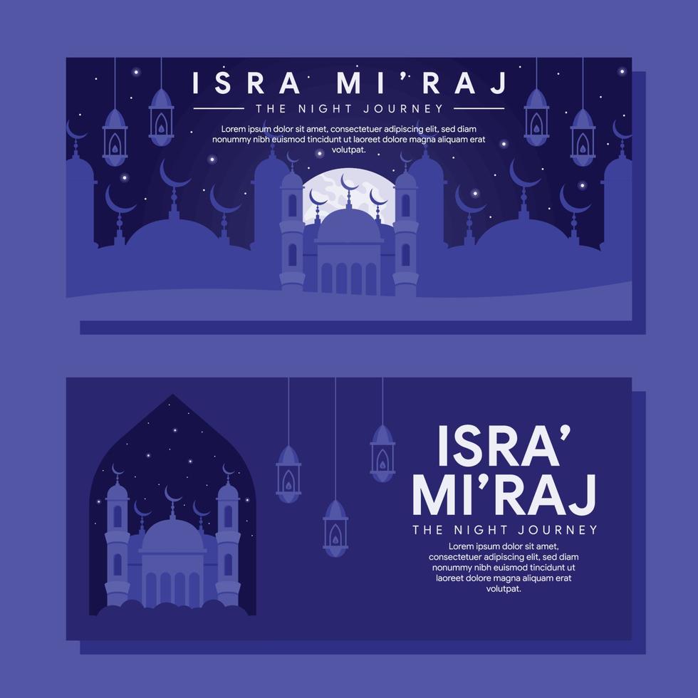 isra miraj horizontal banner illustration in flat design vector