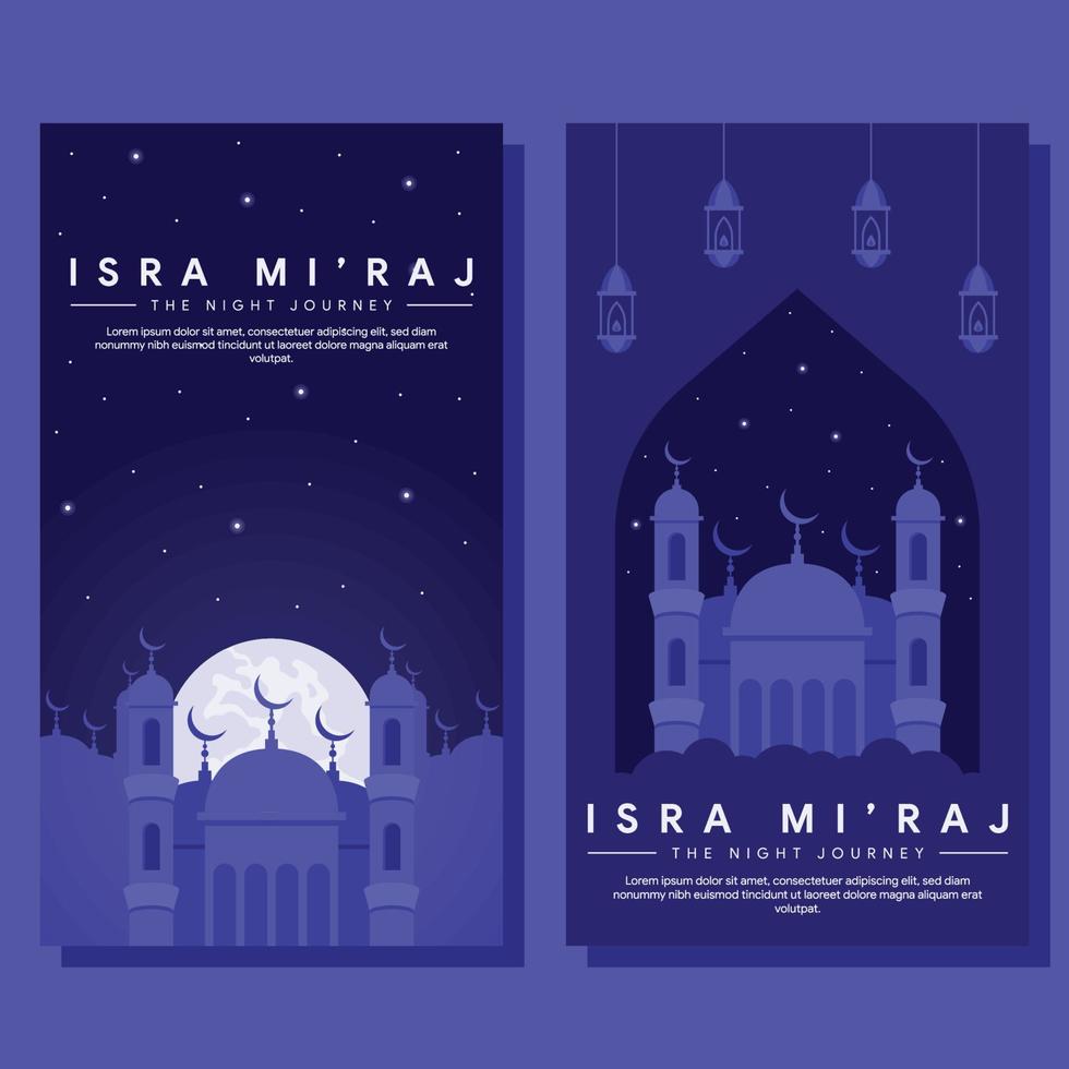 ilustración de banner vertical de isra miraj en diseño plano vector