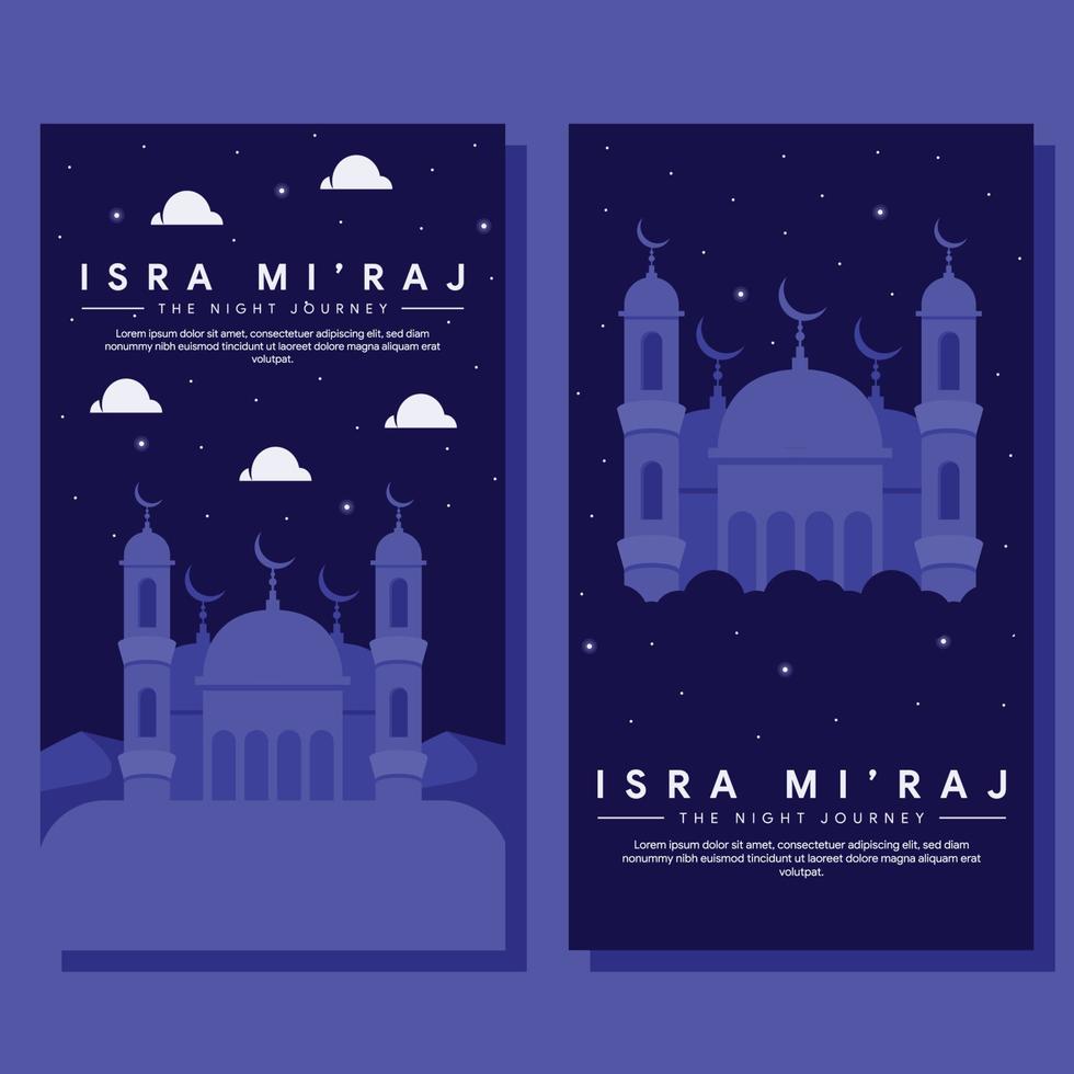 ilustración de banner vertical de isra miraj en diseño plano vector