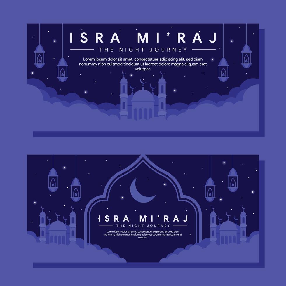 isra miraj horizontal banner illustration in flat design vector