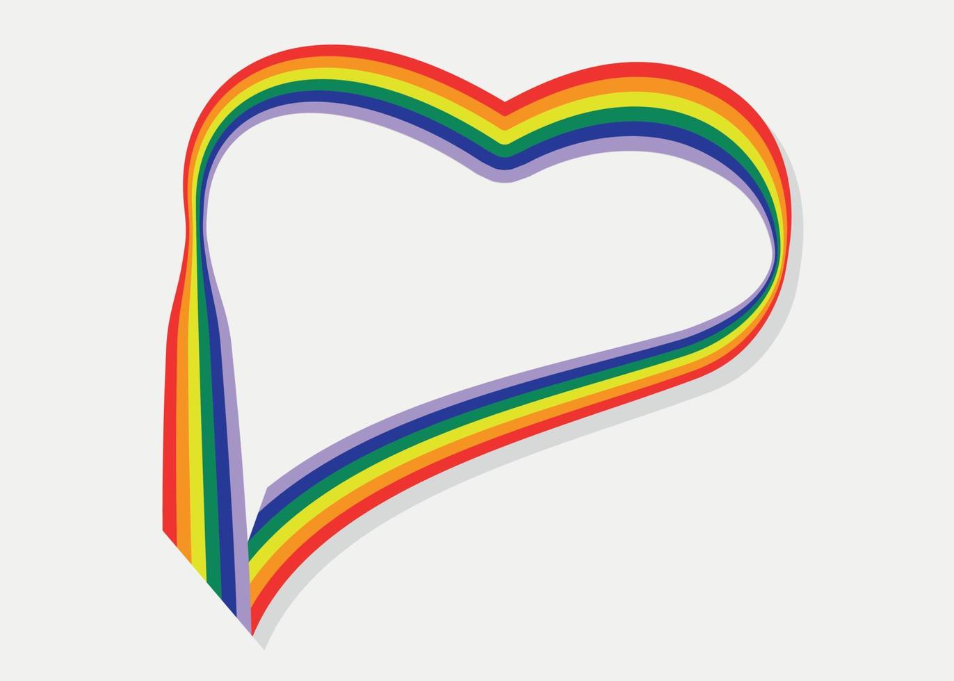 LGBT heart rainbow. waving ribbon pride vector illustration