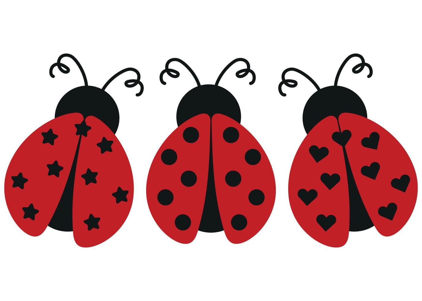 ladybug cartoon set. insect cute illustration isolated on white background vector