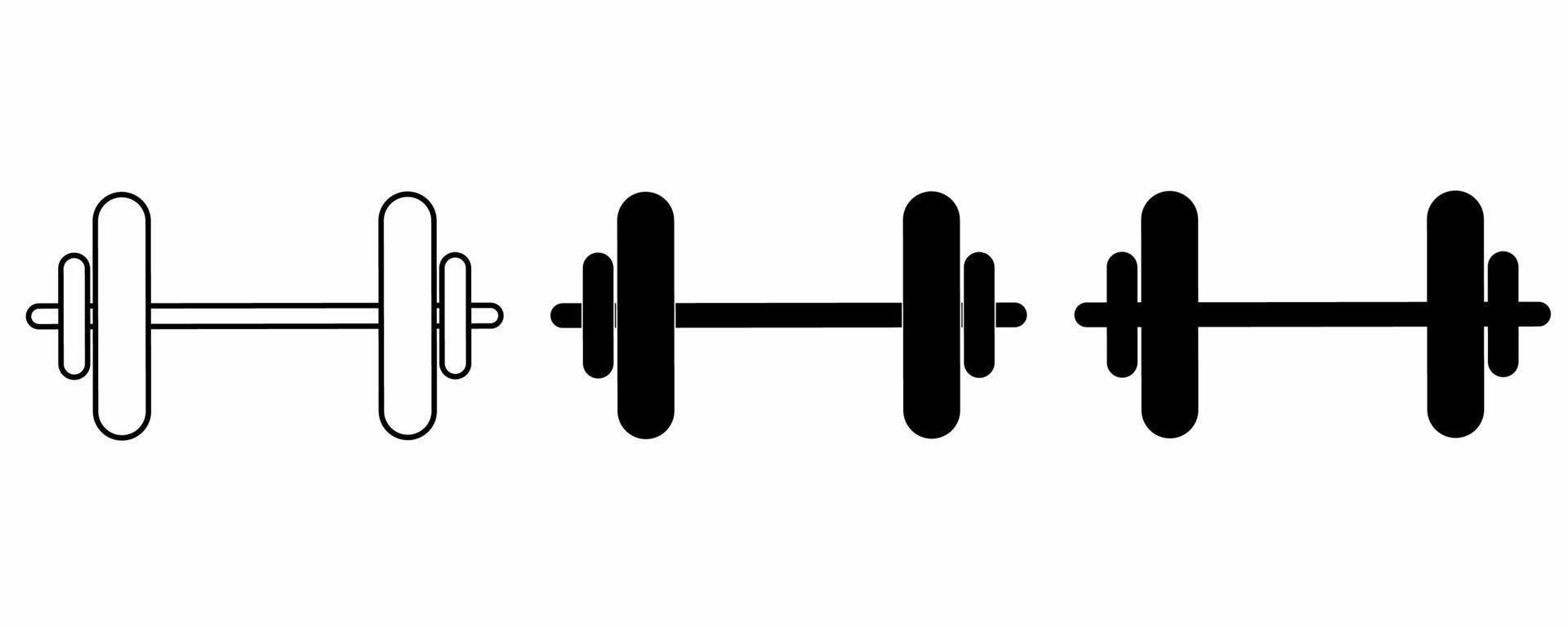 outline silhouette dumbbell icon set isolated on white background vector