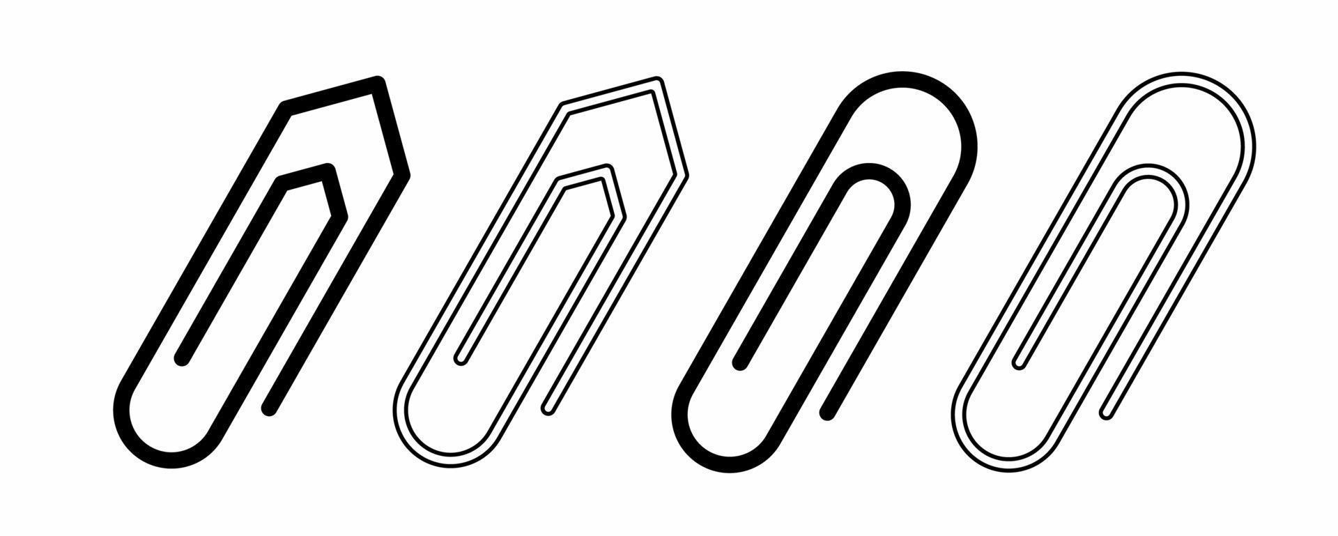 outline silhouette paper clip icon set isolated on white background vector