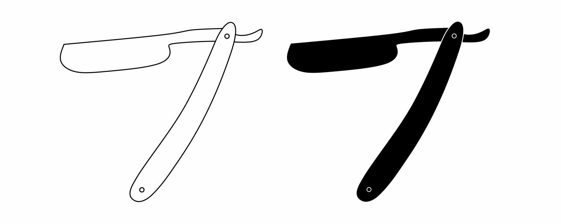 outline silhouette razor Blade icon set isolated on white background