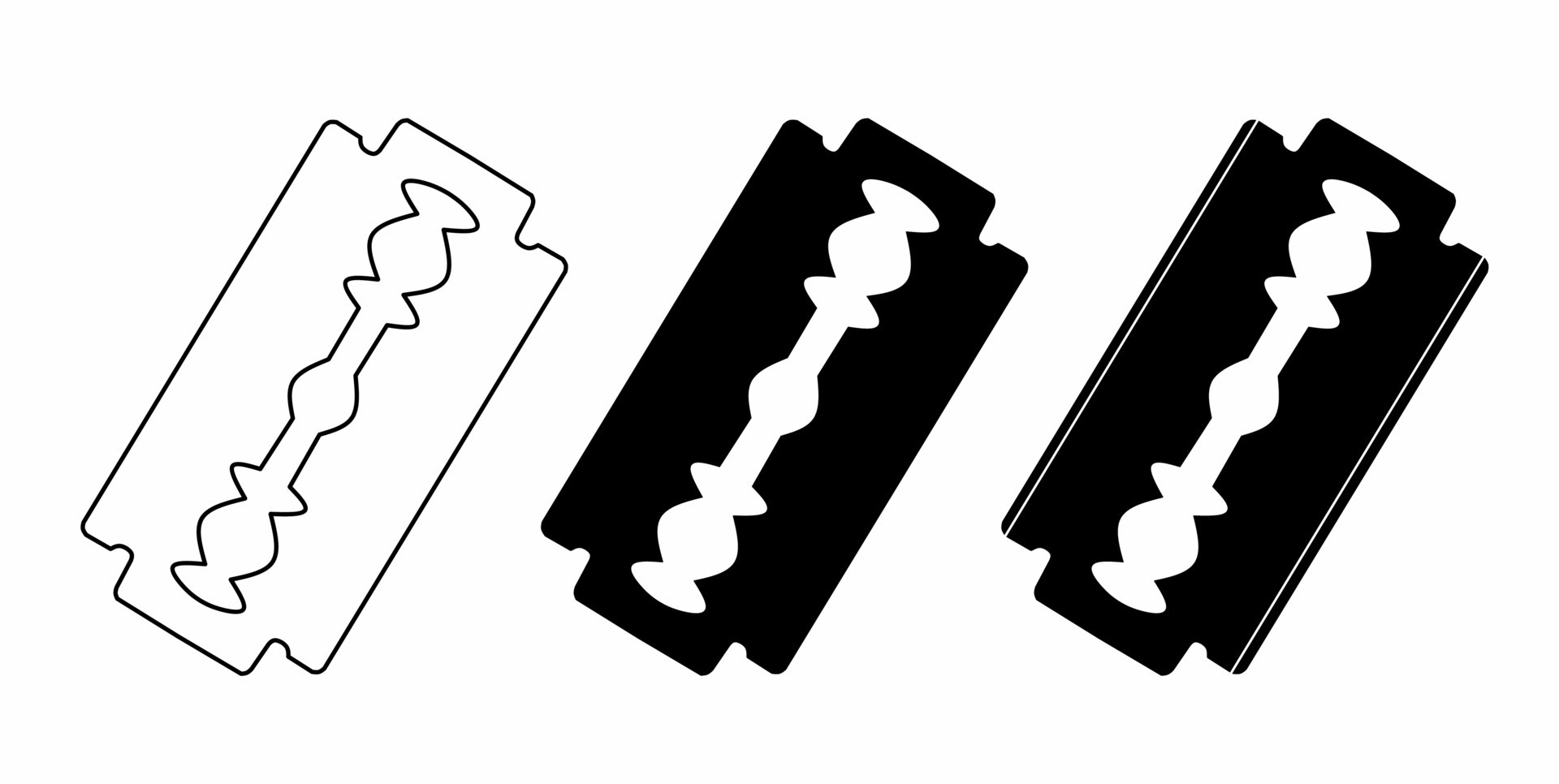 outline silhouette razor Blade icon set isolated on white background