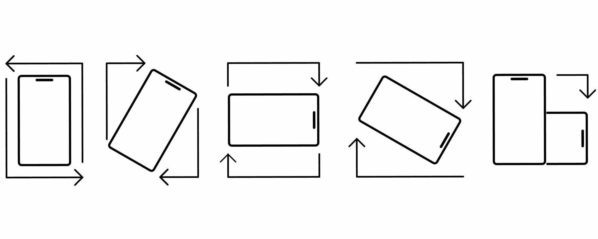 rotar el conjunto de iconos del teléfono inteligente aislado sobre fondo blanco vector