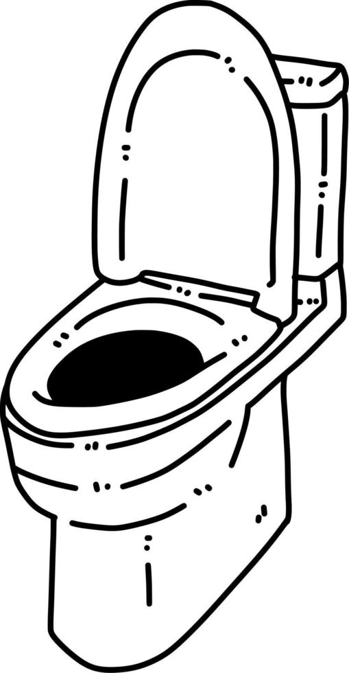 black and white of flush toilet cartoon vector