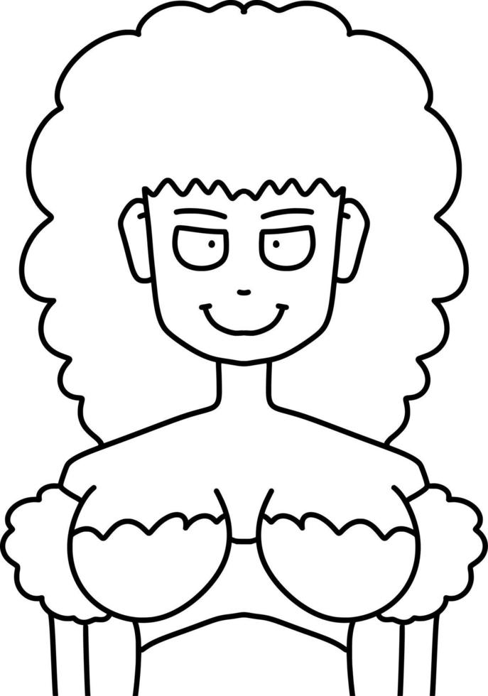 black and white of cute woman cartoon for coloring vector