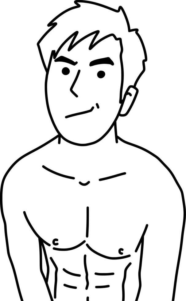 black and white of cute man cartoon for coloring vector