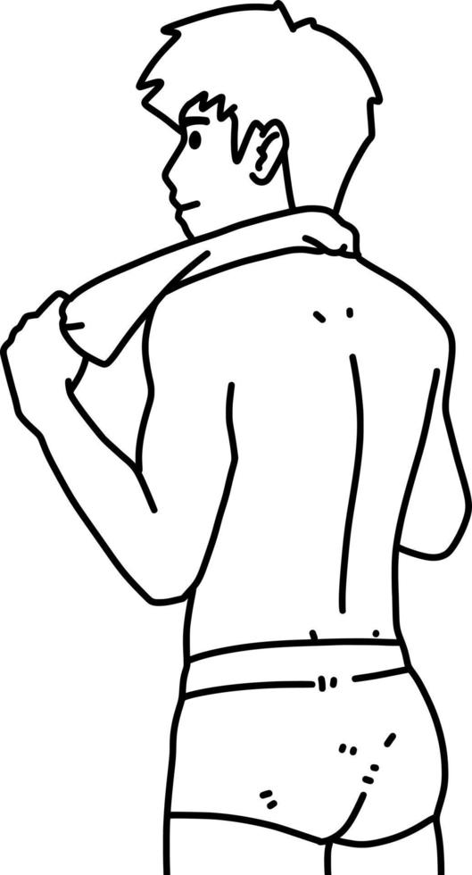 black and white of cute man cartoon for coloring vector