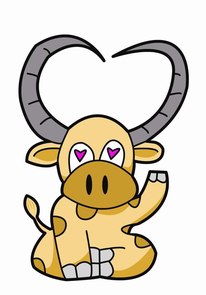 cute buffalo cartoon vector