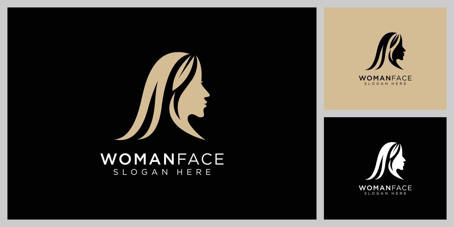 Beauty woman hairstyle logo design vector