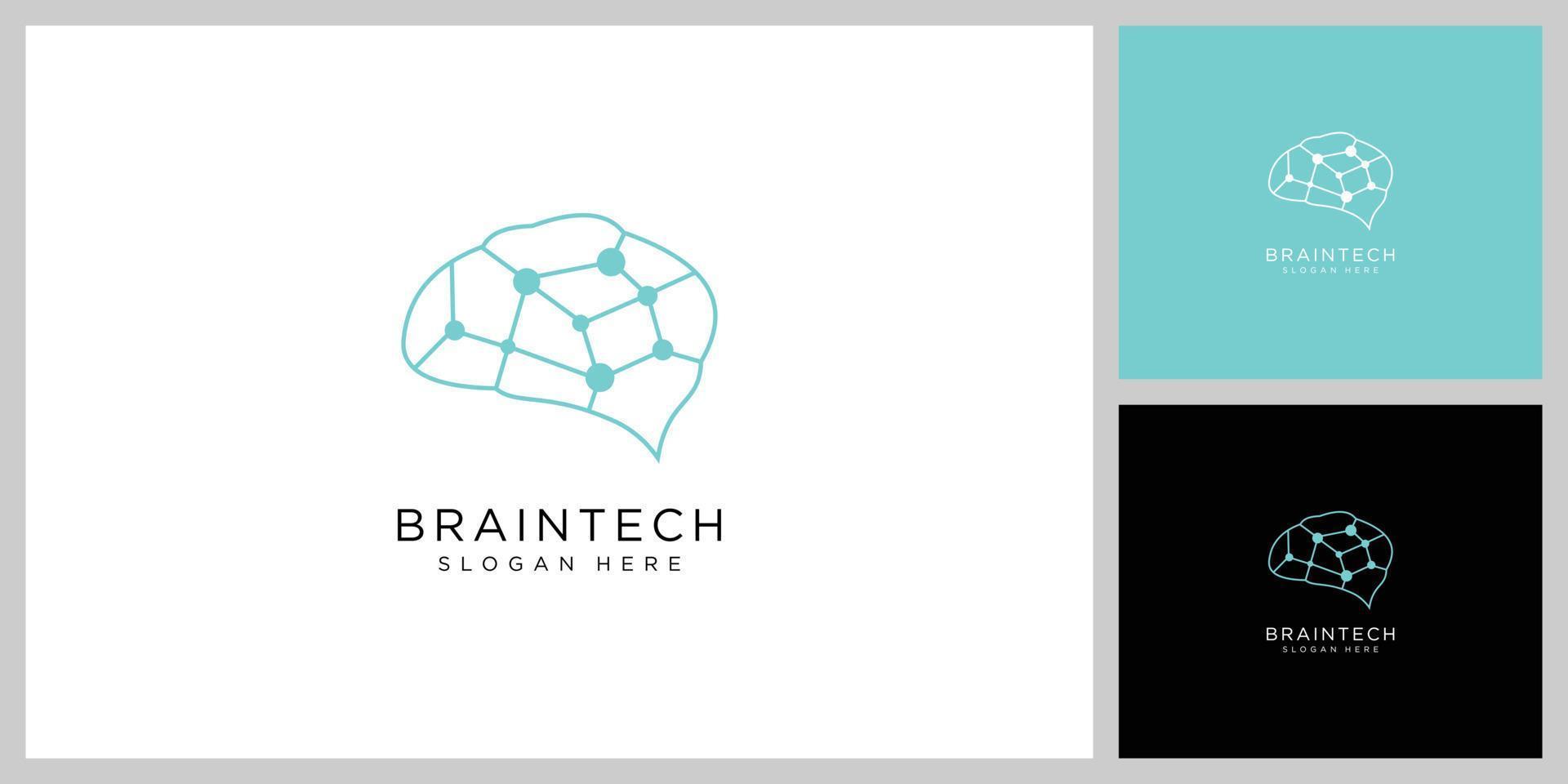 brain technology logo design vector template