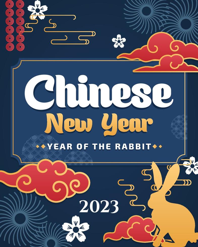 tarjeta de felicitaciones de año nuevo chino 2023 vector