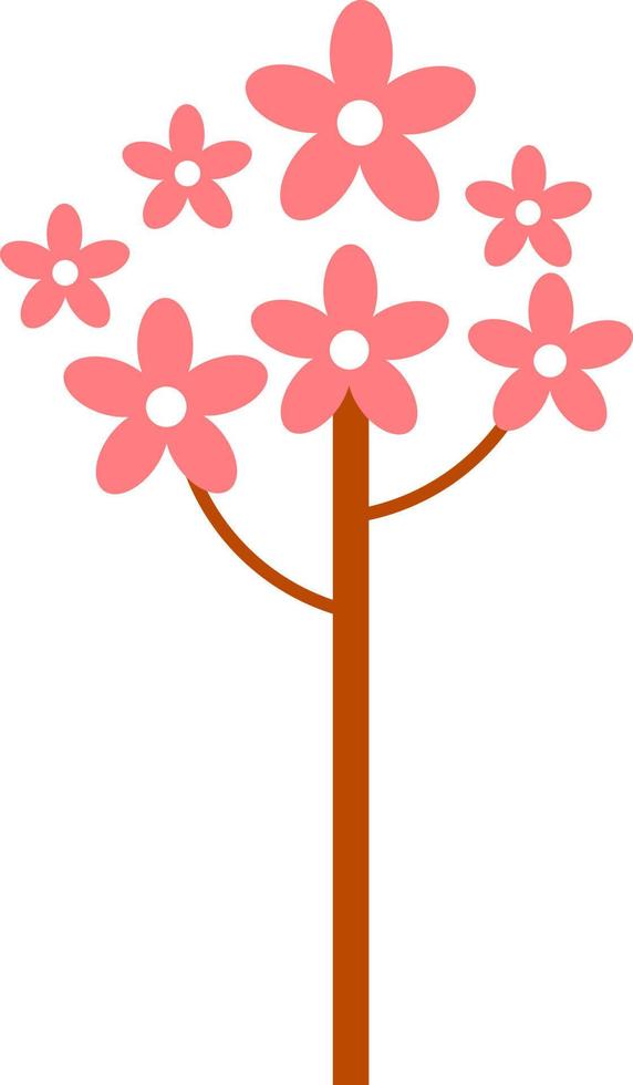 Tree in pink sakura flowers. vector