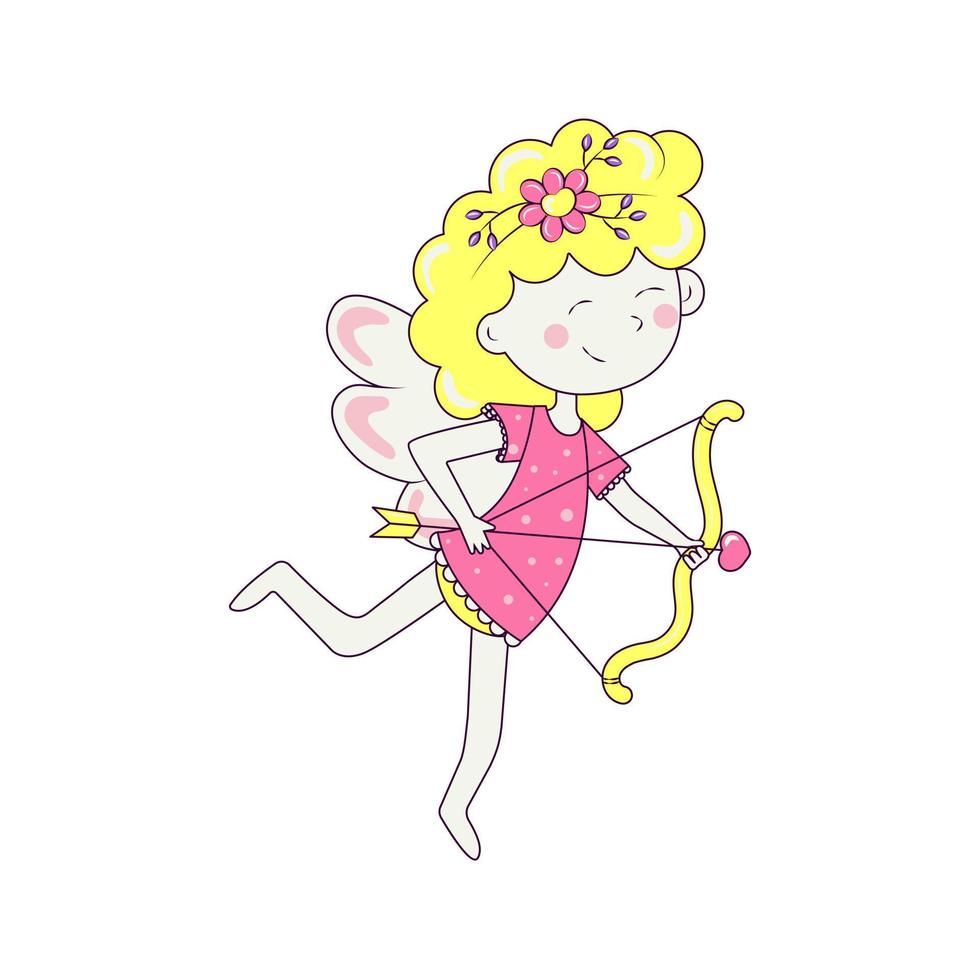 Cute Cupid Girl Archery Arrows of Love vector