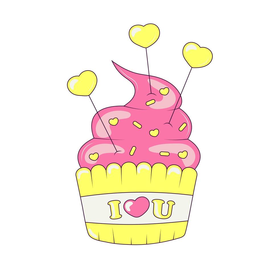 Holiday Cake Day of Valentive Treat Cupcake with Cream vector