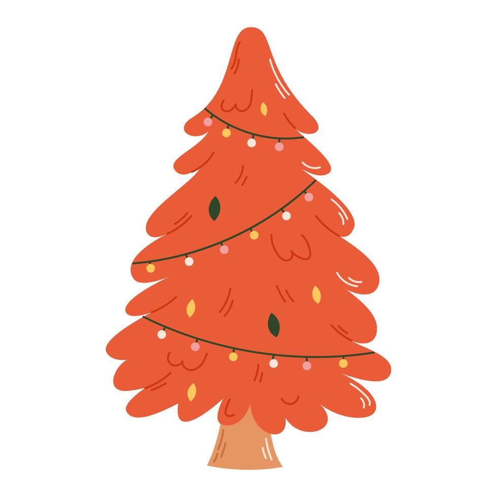 árbol de navidad con adornos. concepto de celebración de navidad y año nuevo. bueno para tarjetas de felicitación, invitación, banner, diseño web. vector