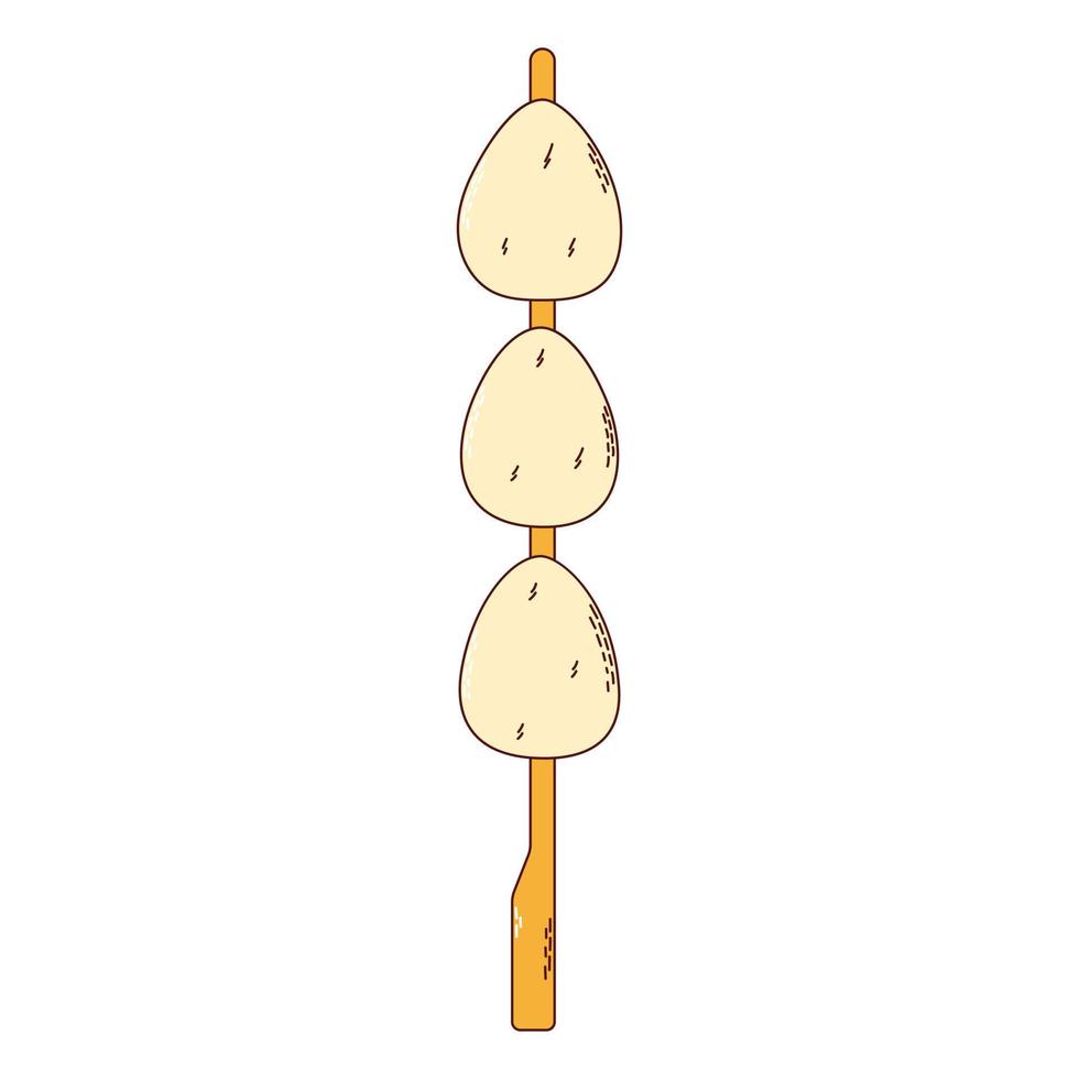 comida tradicional japonesa. brochetas asiáticas de yakitori con huevos. ilustración vectorial vector