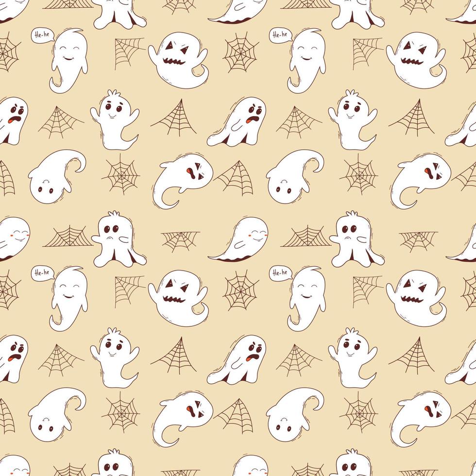 Spooky halloween ghosts seamless pattern. Spooky poltergeist. Halloween scary ghostly monsters vector