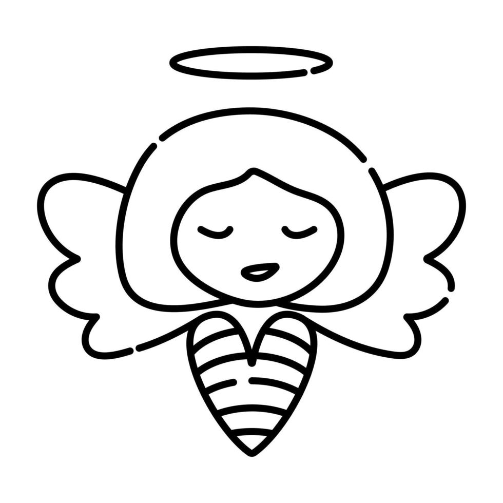 Black line angel, minimal vector illustration