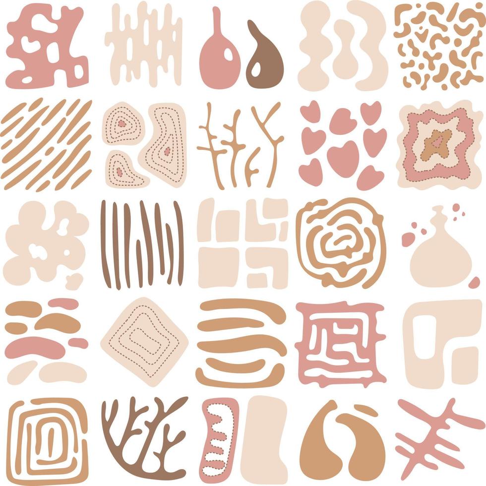 Hand drawn minimal free style abstract shape collection vector