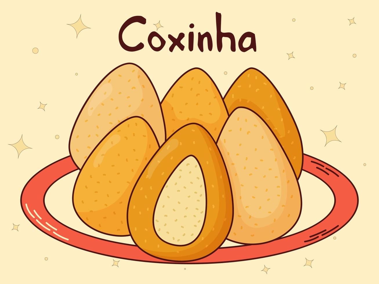 comida tradicional brasileña. coxina. ilustración vectorial en estilo dibujado a mano vector