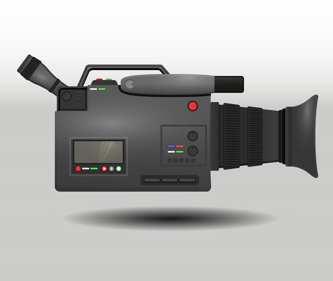 Video Camera Recorder Realistic Design, camera video recorder with microphone and view finder vector