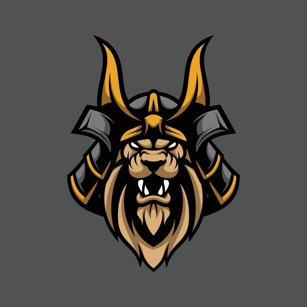 Lion samurai mascot design vector