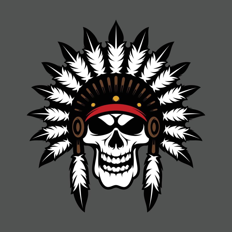 Skull apache mascot design vector