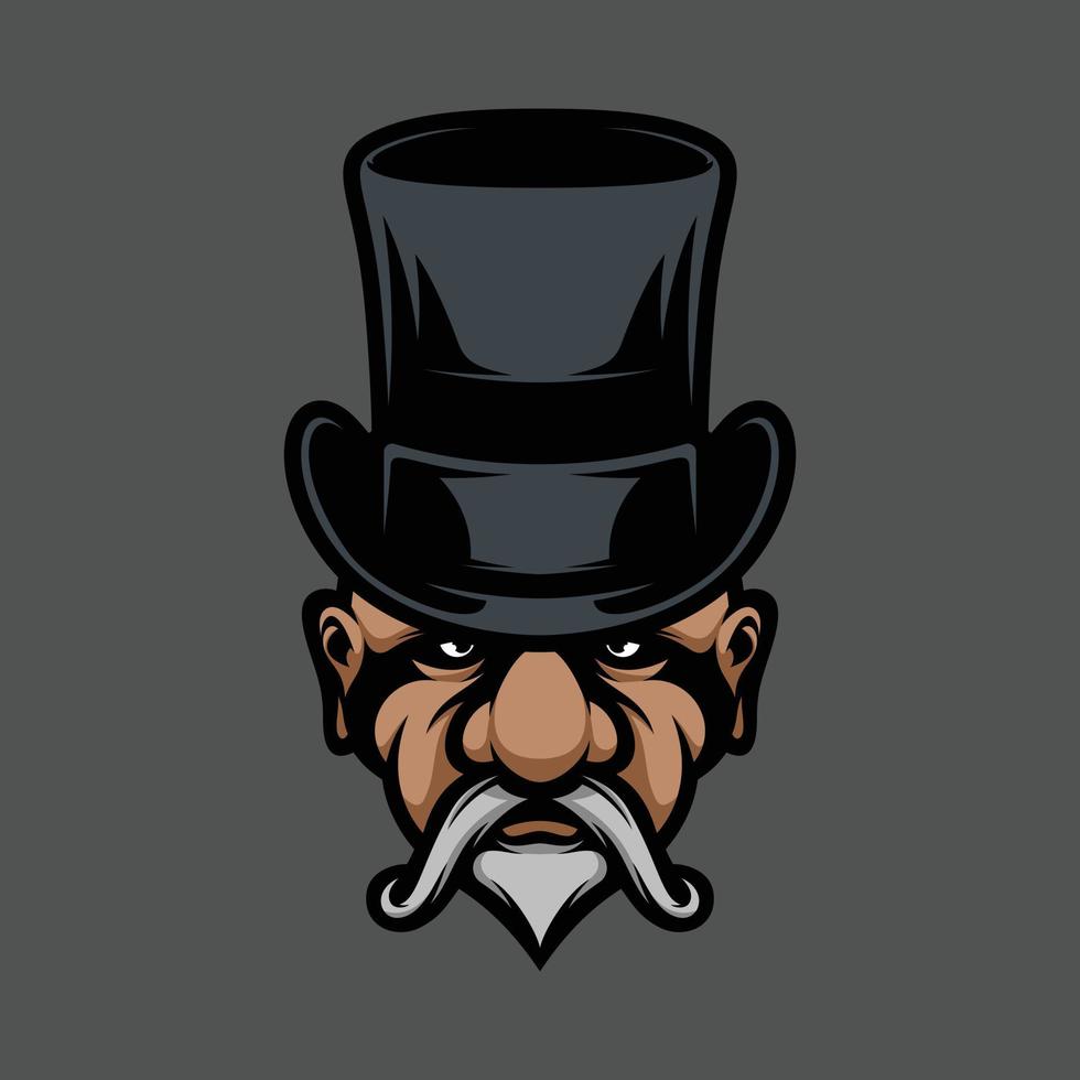 Old tophat mascot design vector