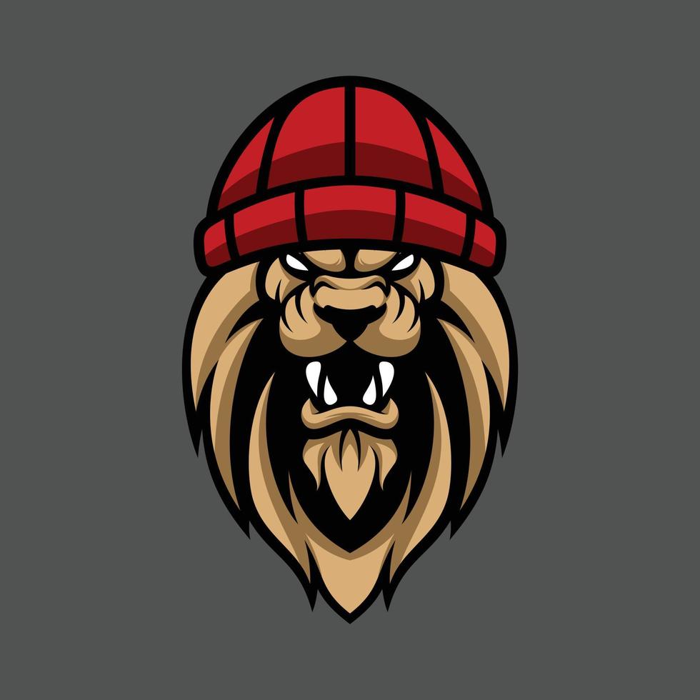 Lion beanie hat mascot design vector