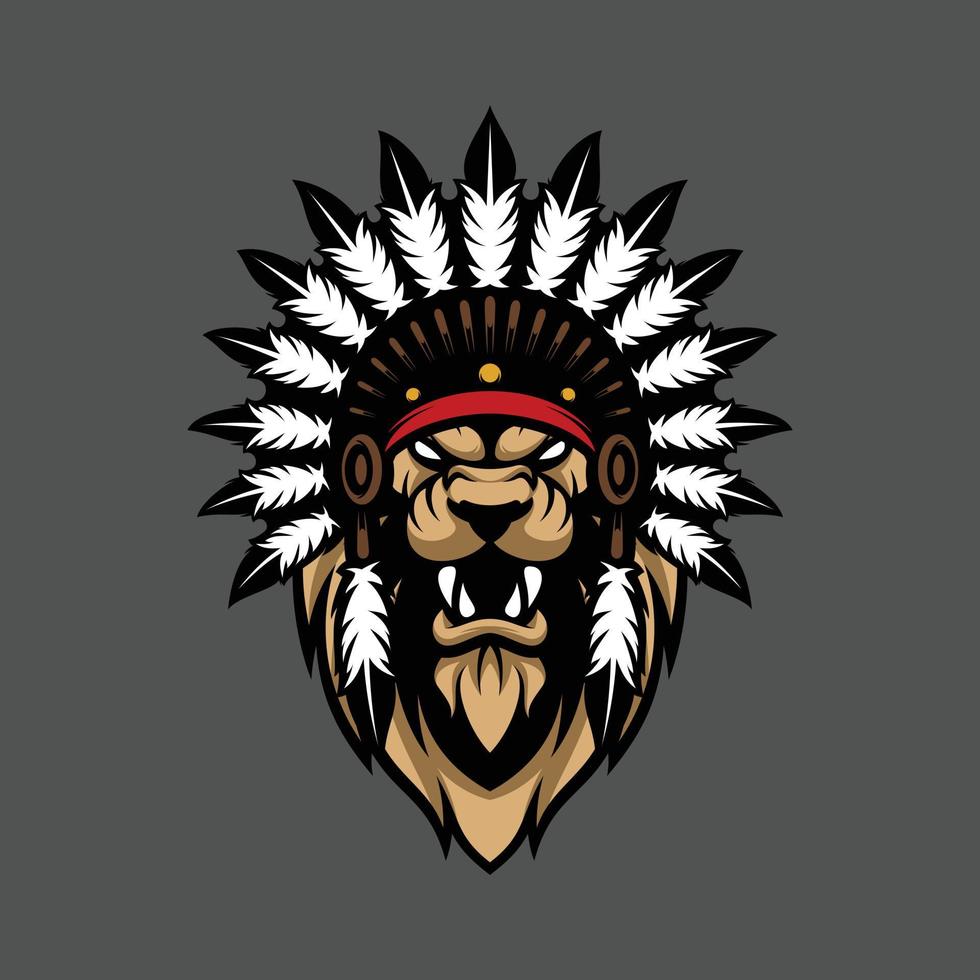 Lion apache mascot design vector