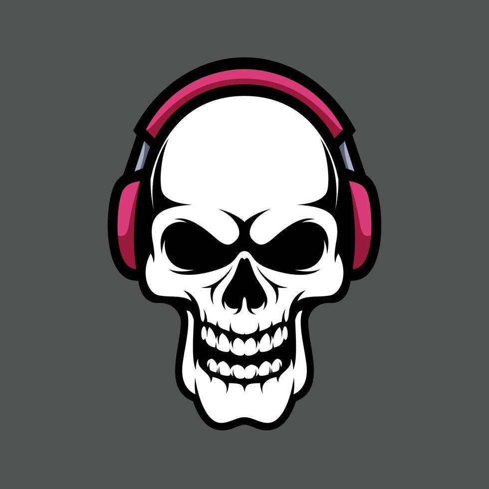 Skull headphone mascot design vector