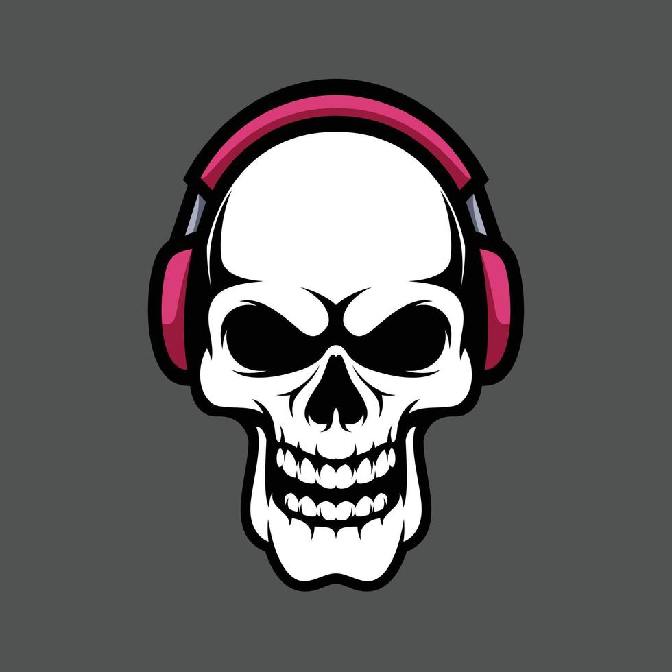 Skull headphone mascot design vector