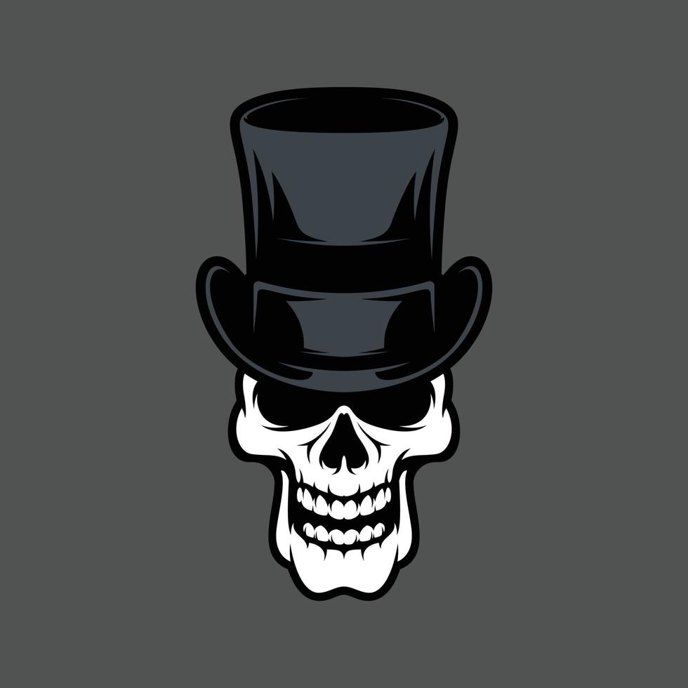 Skull tophat mascot design vector
