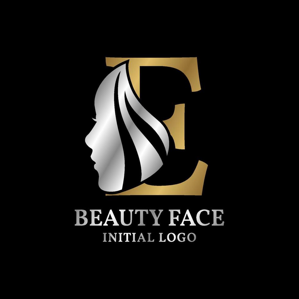 letter E beauty face initial vector logo design element