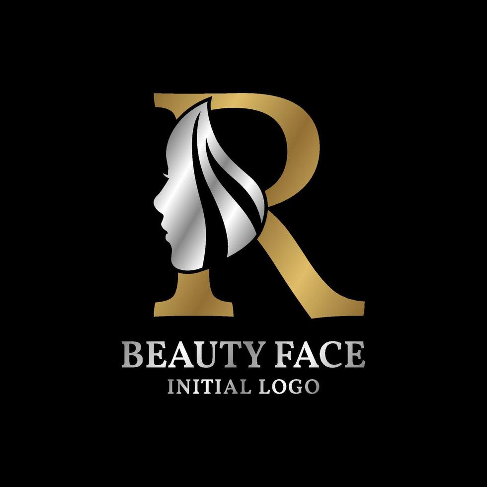 letter R beauty face initial vector logo design element