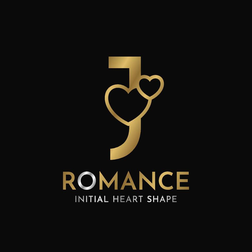 royal letter J with heart shape initial vector logo design ...