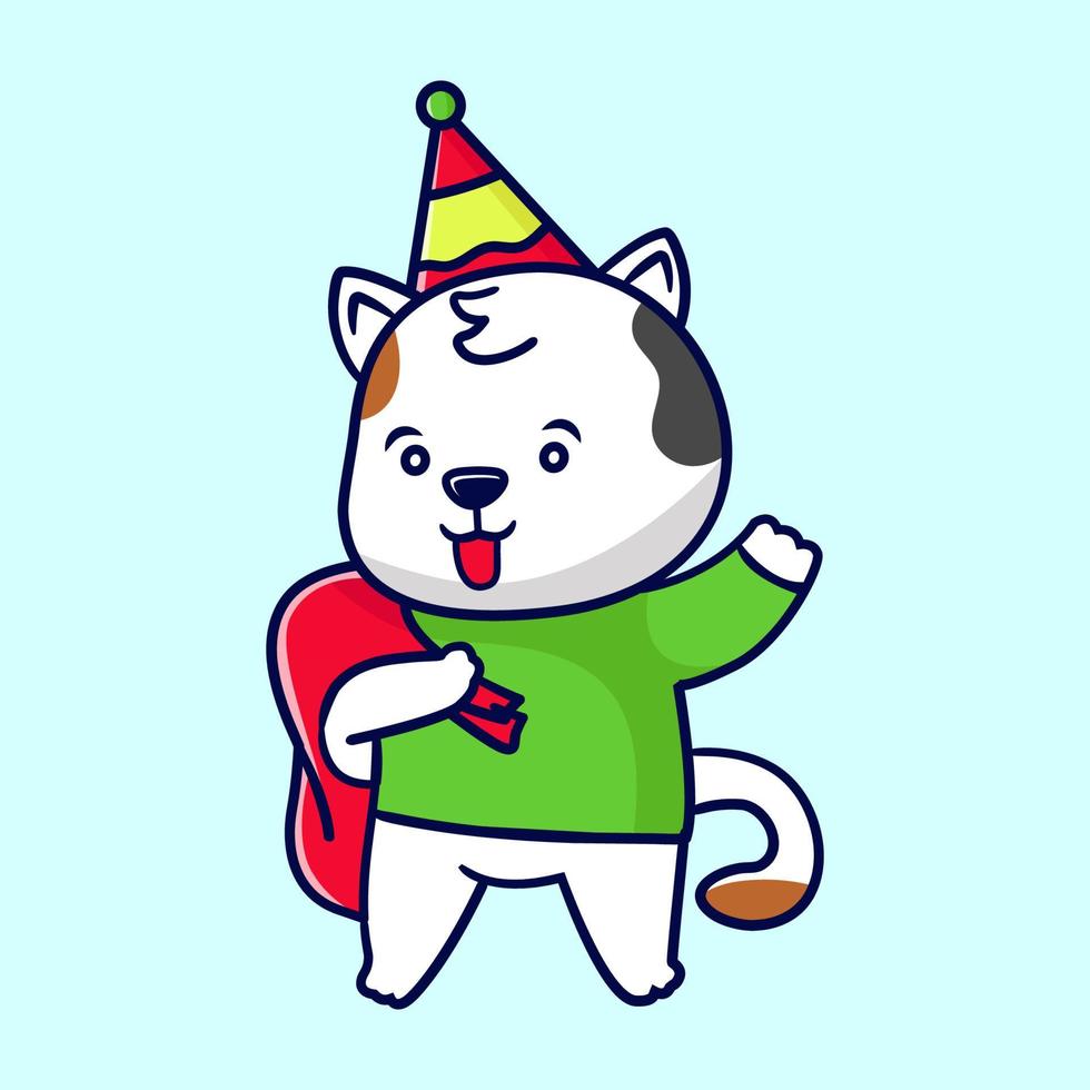 Cute cat with festige party celebration theme. Suitable for new year, birthday, or other party invitaion card or banner. vector