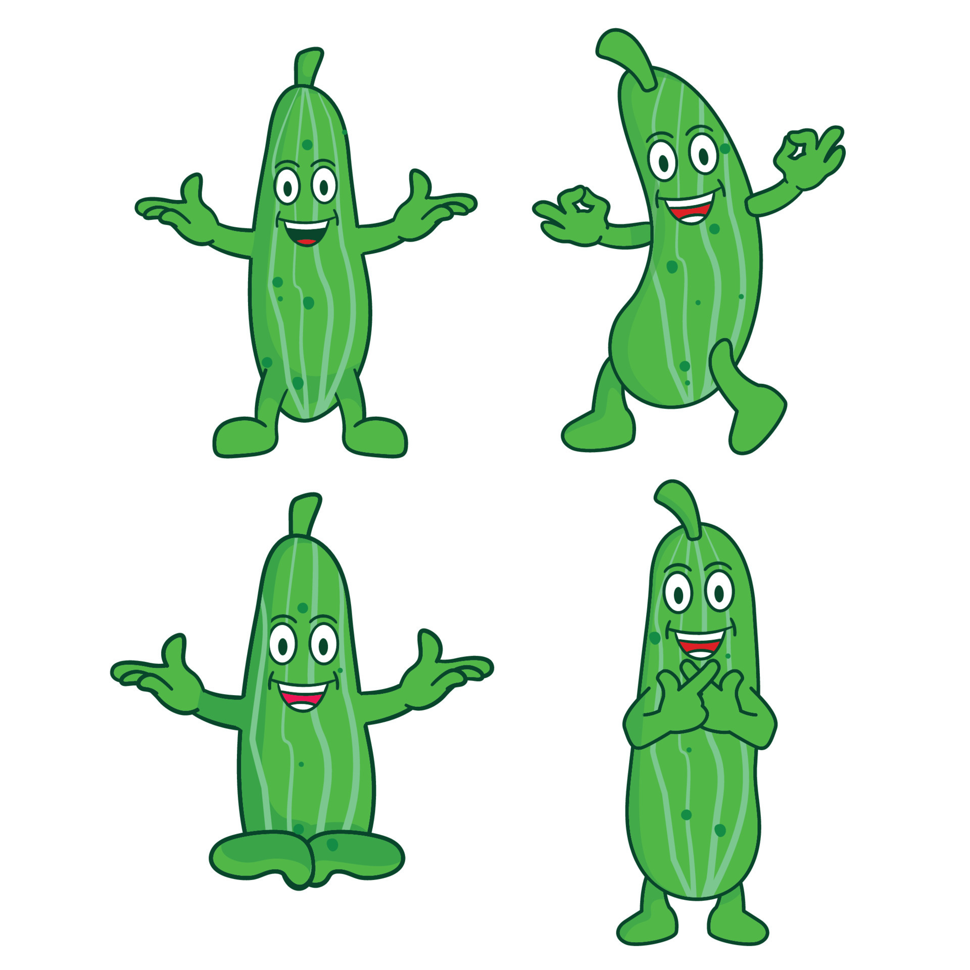 Cute pickle cucumber collection set. Funny and humor cartoon pickle in flat  style. Vegetable clipart vector illustration template 16773584 Vector Art  at Vecteezy