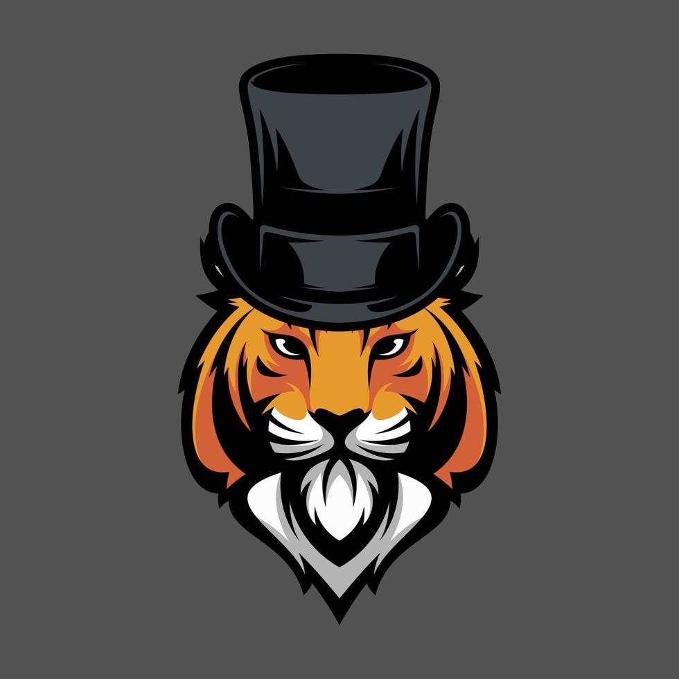 Tiger tophat mascot design vector