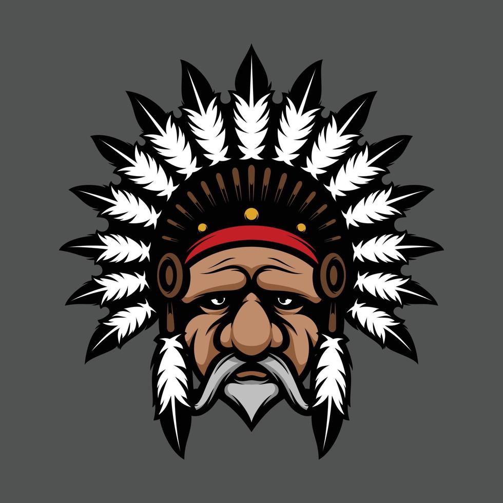 Old apache mascot design vector