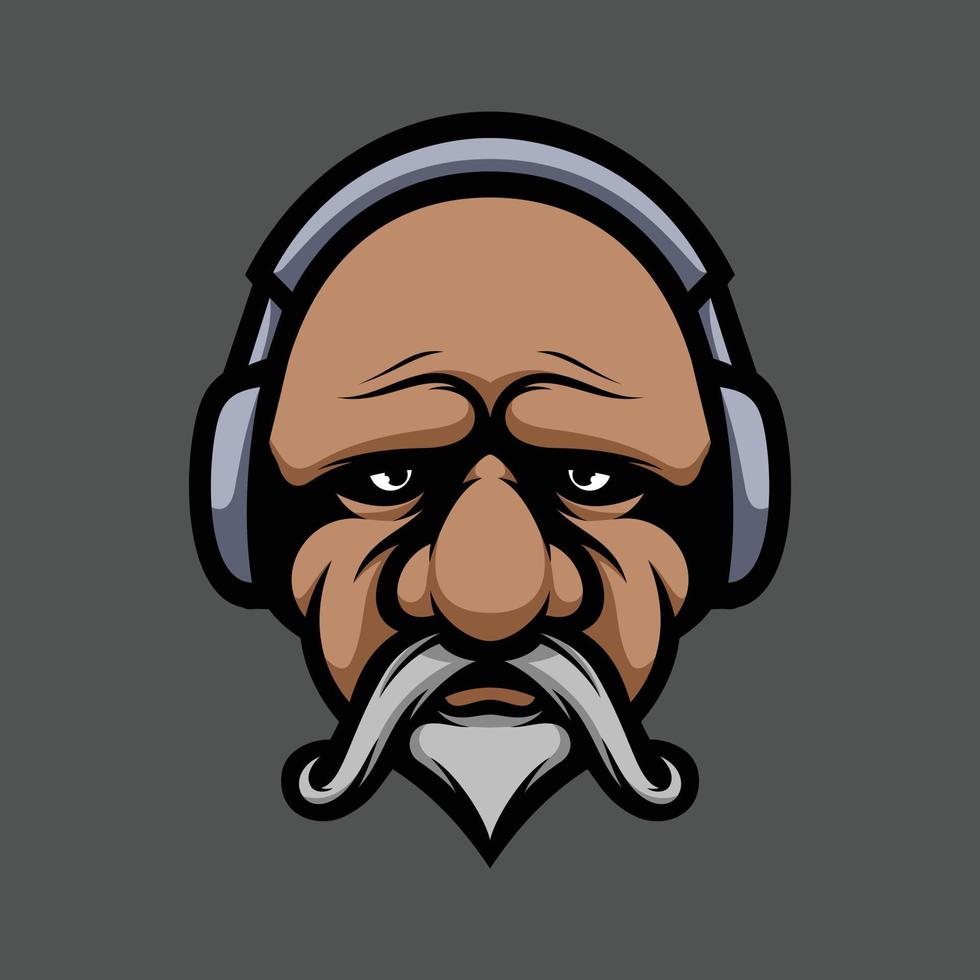 Old headphone mascot design vector