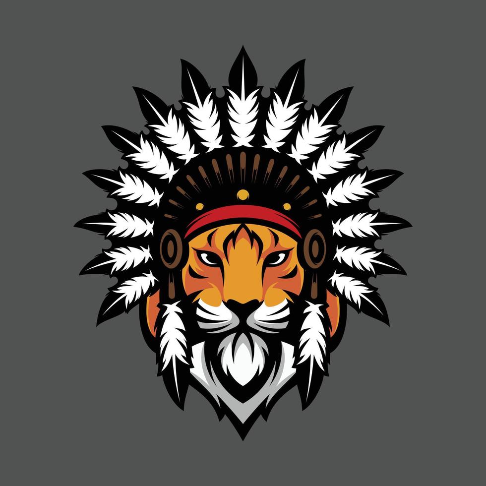 Tiger apache mascot design vector