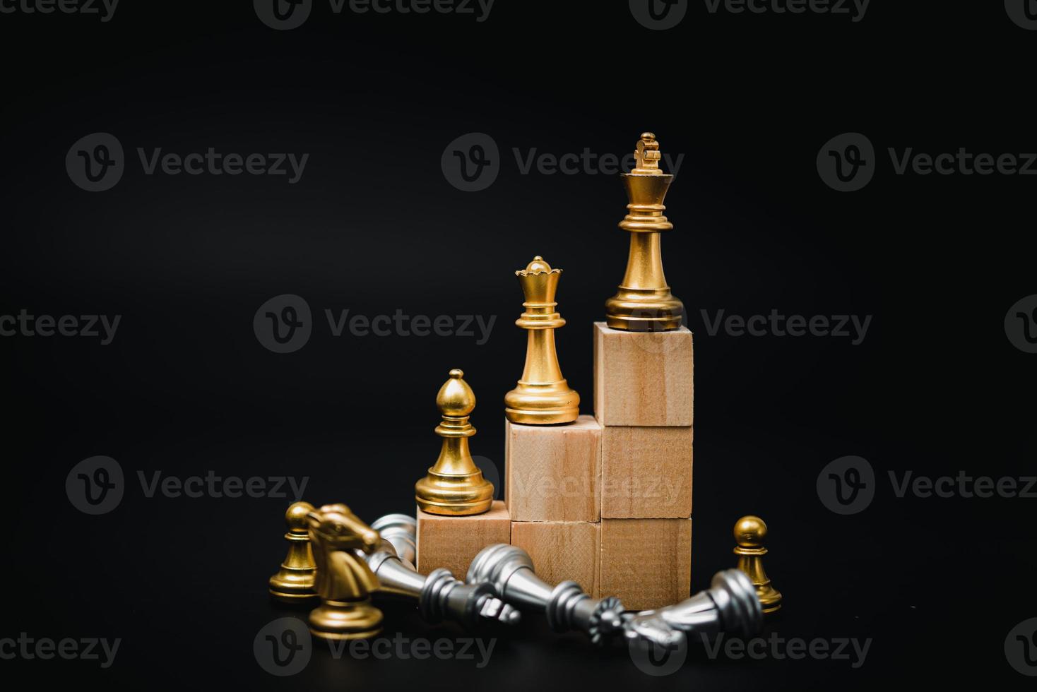 development and improvement in corporate growth and professional Success idea concept of business leader or entrepreneur.Chess on wood cube. photo