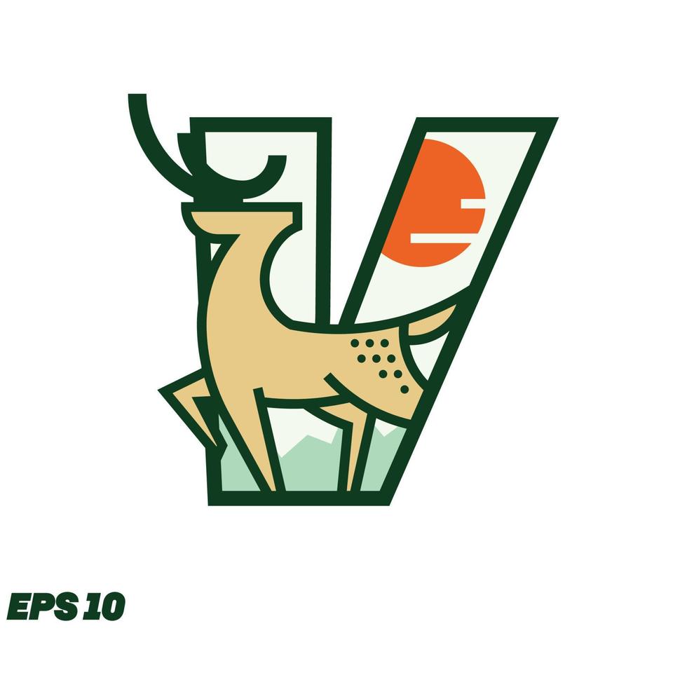 Deer Or Hunting Alphabet V vector